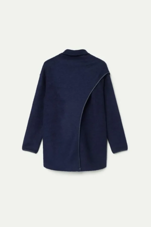 Chaqueta con cuello envolvente azul-COMPAÑIAFANTASTICA Store