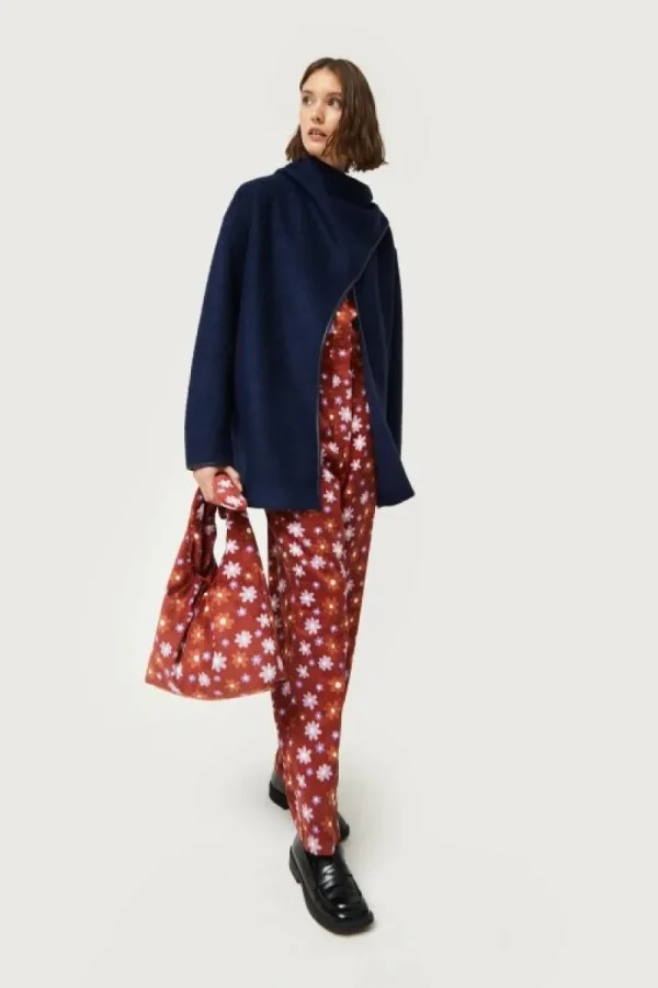 Chaqueta con cuello envolvente azul-COMPAÑIAFANTASTICA Store