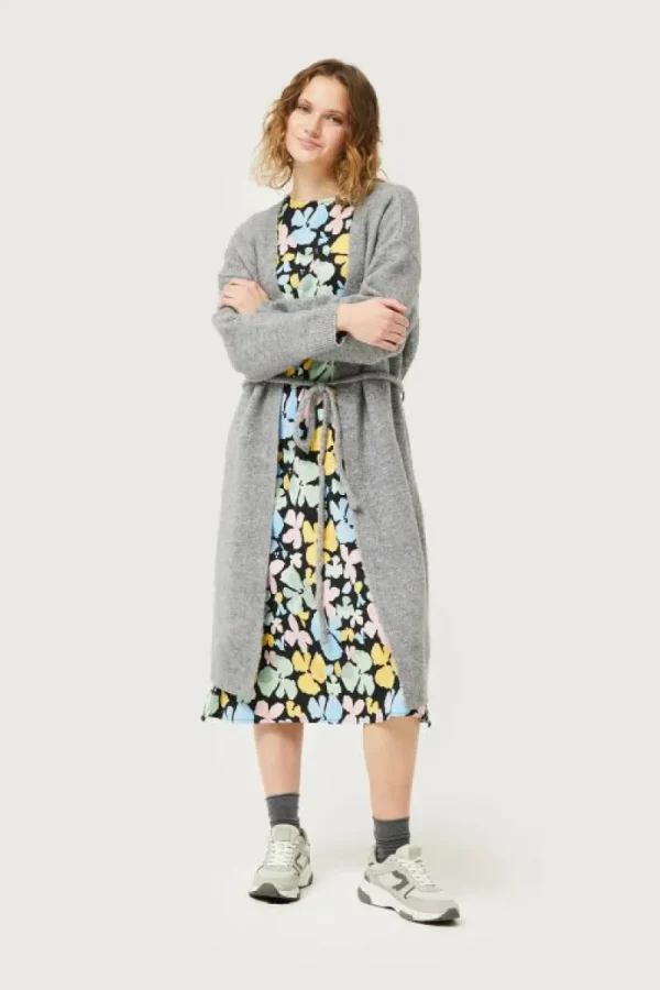 Chaqueta midi de punto gris-COMPAÑIAFANTASTICA Shop