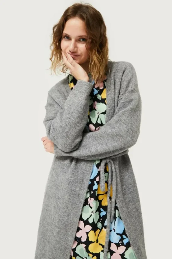 Chaqueta midi de punto gris-COMPAÑIAFANTASTICA Shop