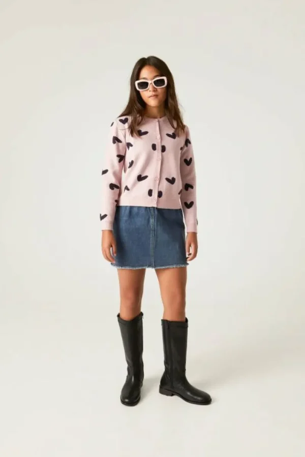 Cárdigan de niña con estampado de corazones-MINI Best Sale