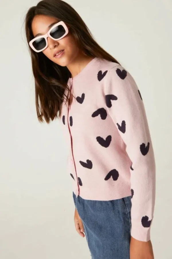 Cárdigan de niña con estampado de corazones-MINI Best Sale