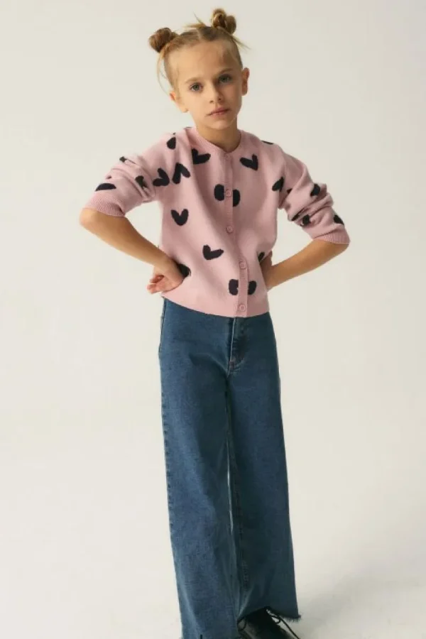 Cárdigan de niña con estampado de corazones-MINI Best Sale