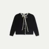 Cárdigan de niña con lazada negro-MINI Flash Sale