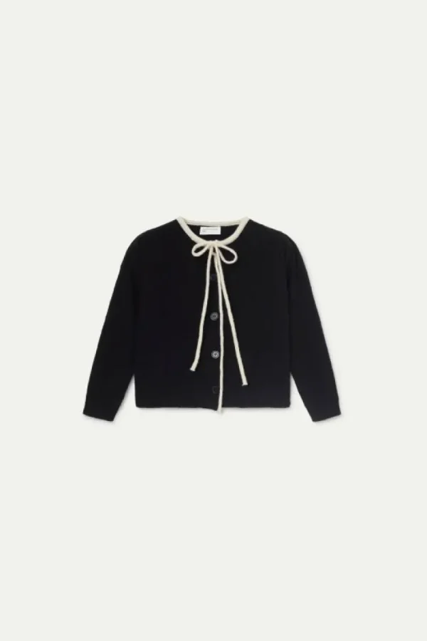 Cárdigan de niña con lazada negro-MINI Flash Sale