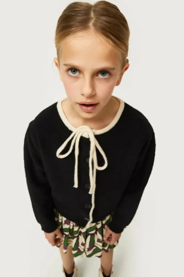 Cárdigan de niña con lazada negro-MINI Flash Sale