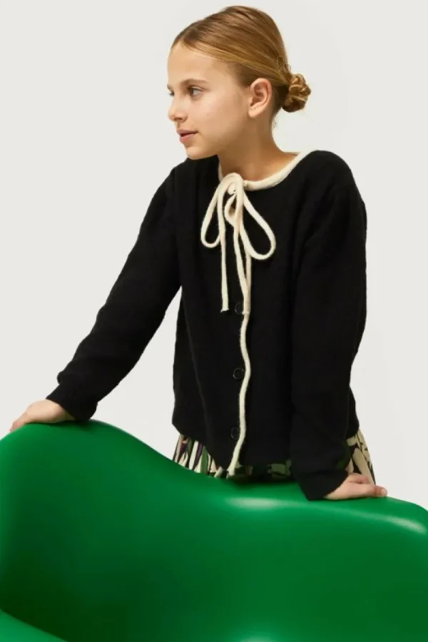 Cárdigan de niña con lazada negro-MINI Flash Sale