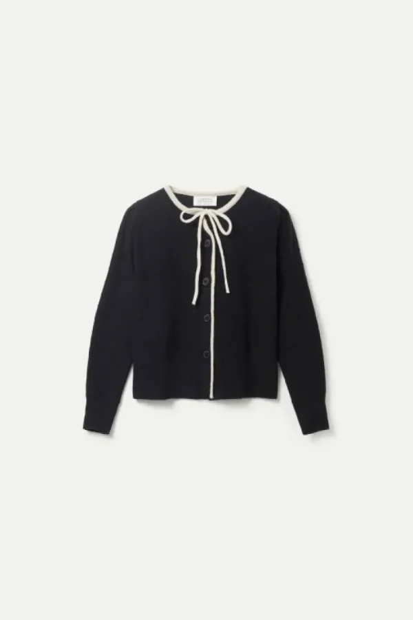 Cárdigan de punto lazada negro-COMPAÑIAFANTASTICA Store