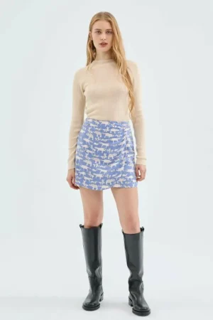 Falda corta cruzada con estampado de animales-COMPAÑIAFANTASTICA Discount