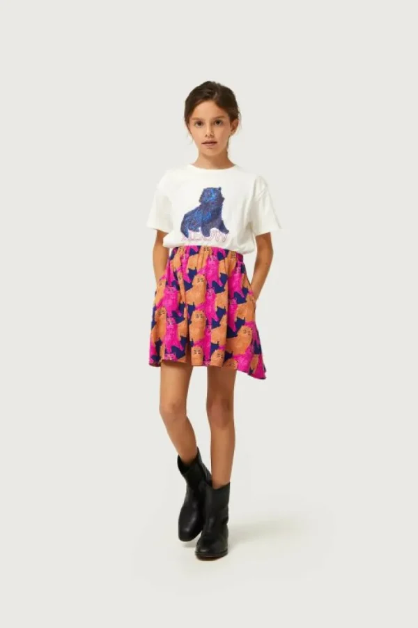 Falda corta de niña con estampado de gatos-MINI Best Sale
