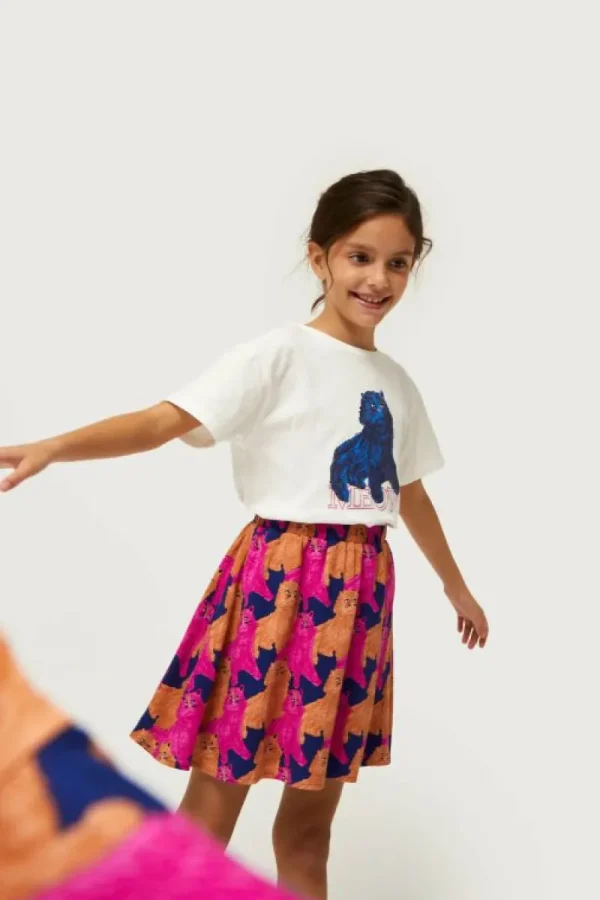 Falda corta de niña con estampado de gatos-MINI Best Sale