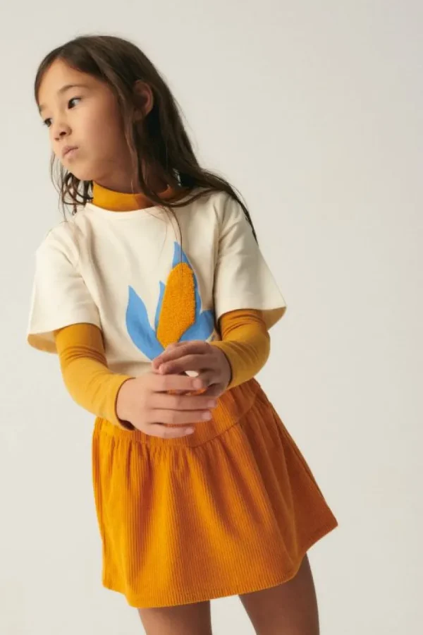 Falda corta de niña de pana amarilla-MINI Outlet