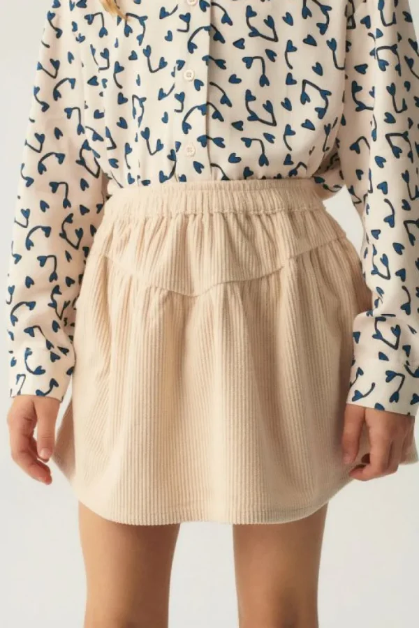 Falda corta de niña de pana beige-MINI Cheap