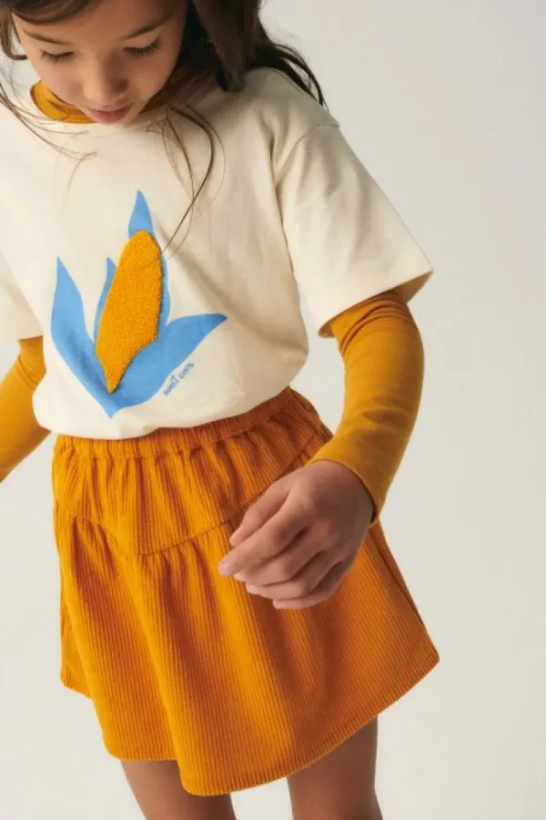 Falda corta de niña de pana amarilla-MINI Outlet