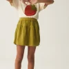 Falda corta de niña de pana verde-MINI Cheap