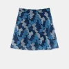 Falda corta elástica con estampado abstracto azul-COMPAÑIAFANTASTICA New