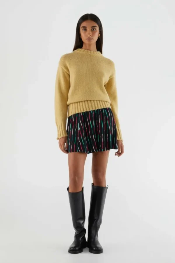 Falda corta evasé con estampado de rayas negro-COMPAÑIAFANTASTICA Clearance