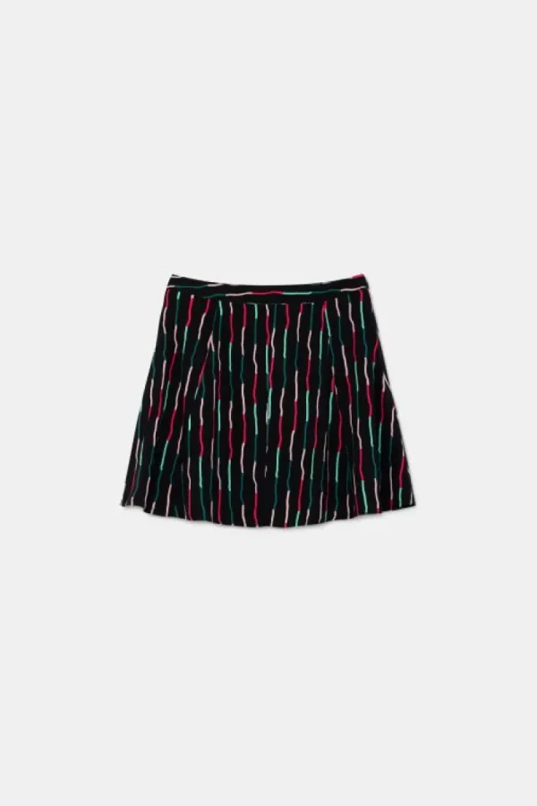 Falda corta evasé con estampado de rayas negro-COMPAÑIAFANTASTICA Clearance