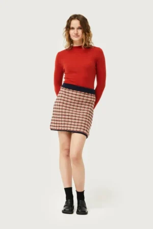 Falda de punto con estampado de cuadros-COMPAÑIAFANTASTICA Cheap