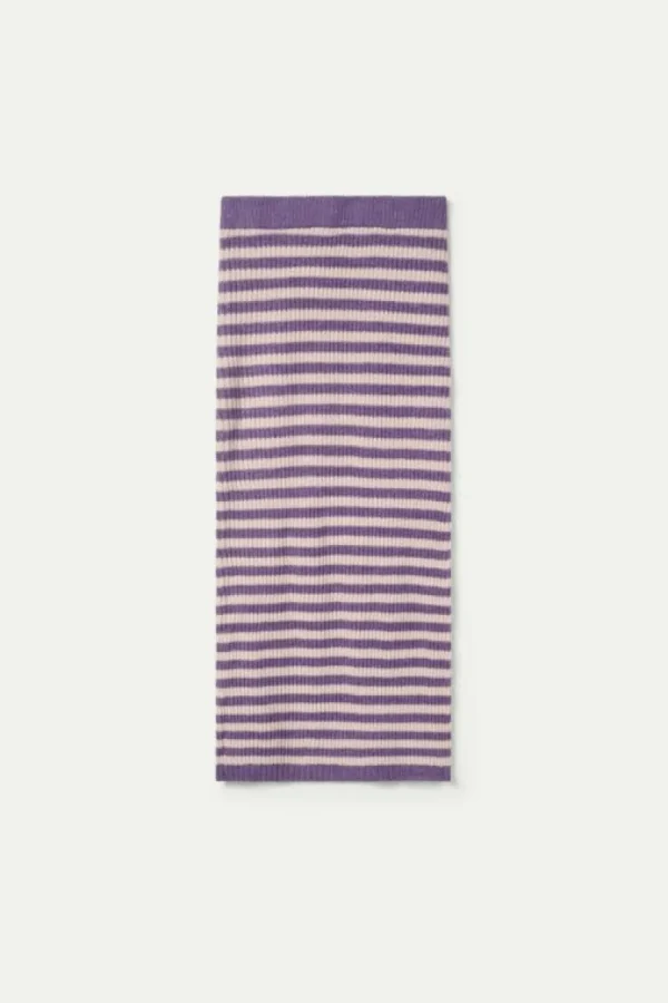 Falda larga de punto rayas moradas-COMPAÑIAFANTASTICA Outlet