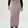 Falda larga de punto rayas moradas-COMPAÑIAFANTASTICA Outlet