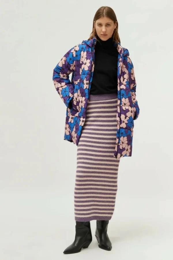 Falda larga de punto rayas moradas-COMPAÑIAFANTASTICA Outlet