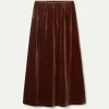 Falda larga de terciopelo marrón-COMPAÑIAFANTASTICA Hot