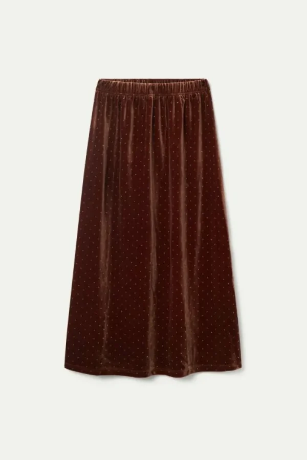 Falda larga de terciopelo marrón-COMPAÑIAFANTASTICA Hot