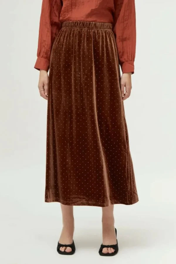 Falda larga de terciopelo marrón-COMPAÑIAFANTASTICA Hot