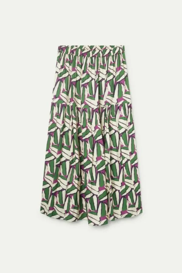 Falda larga estampado geométrico verde-COMPAÑIAFANTASTICA Flash Sale