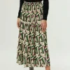 Falda larga estampado geométrico verde-COMPAÑIAFANTASTICA Flash Sale