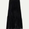 Falda larga terciopelo con fruncidos negra-COMPAÑIAFANTASTICA Best
