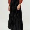 Falda larga terciopelo con fruncidos negra-COMPAÑIAFANTASTICA Best