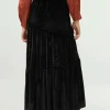 Falda larga terciopelo con fruncidos negra-COMPAÑIAFANTASTICA Best