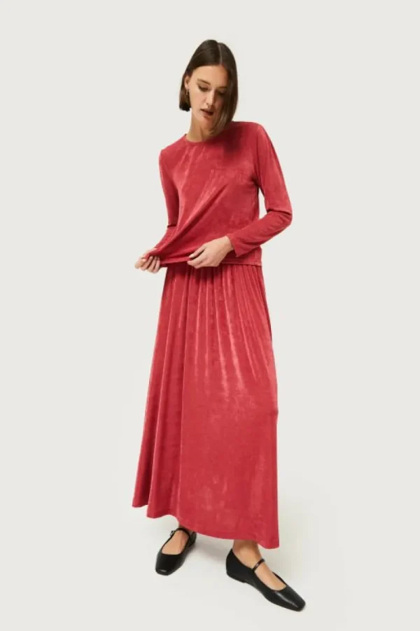 Falda midi acabado brillante rosa-COMPAÑIAFANTASTICA Online