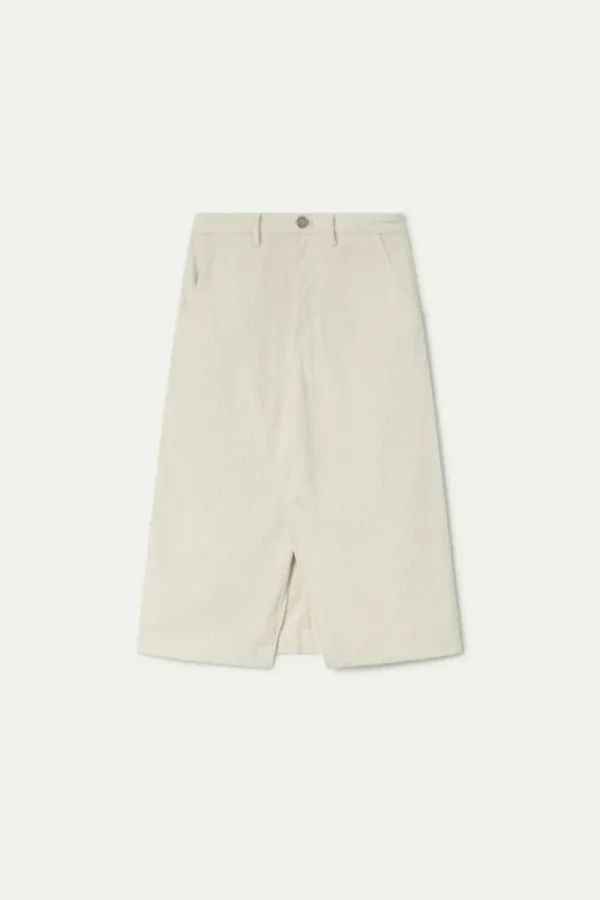 Falda midi de pana blanca-COMPAÑIAFANTASTICA New
