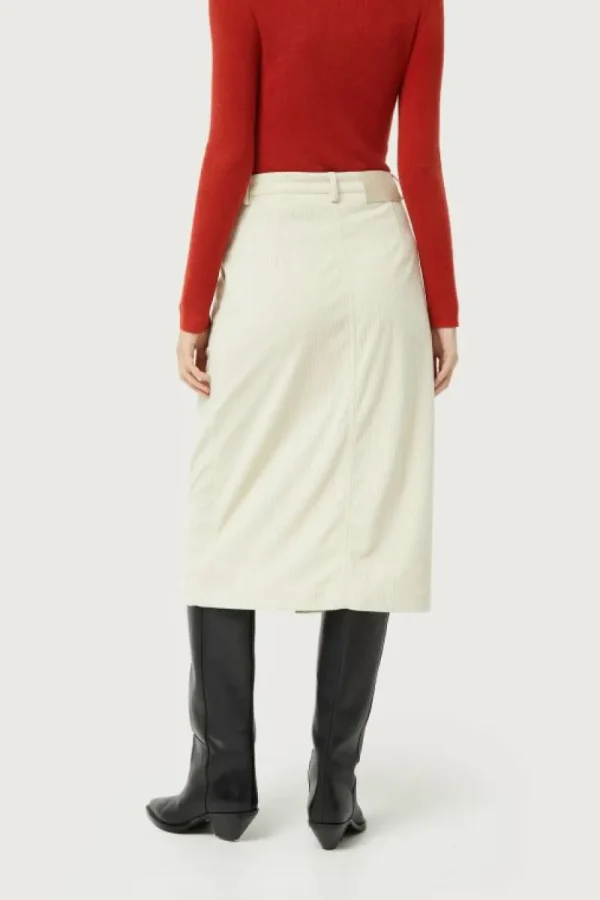 Falda midi de pana blanca-COMPAÑIAFANTASTICA New