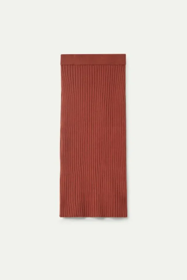 Falda midi de punto marrón-COMPAÑIAFANTASTICA Outlet