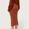 Falda midi de punto marrón-COMPAÑIAFANTASTICA Outlet