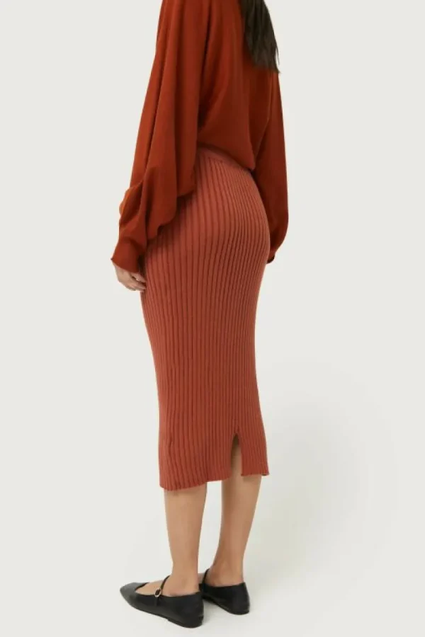 Falda midi de punto marrón-COMPAÑIAFANTASTICA Outlet