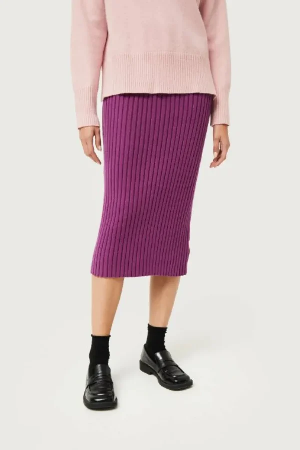 Falda midi de punto morada-COMPAÑIAFANTASTICA Fashion