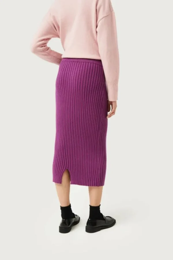 Falda midi de punto morada-COMPAÑIAFANTASTICA Fashion