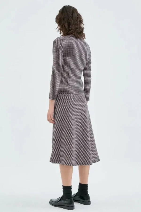 Falda midi elástica con estampado de cuadros-COMPAÑIAFANTASTICA Sale