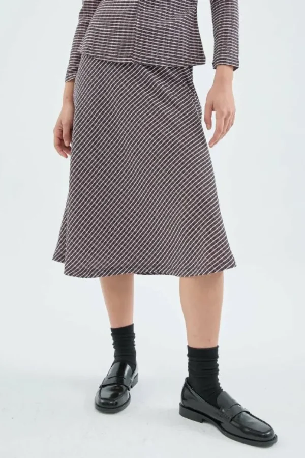 Falda midi elástica con estampado de cuadros-COMPAÑIAFANTASTICA Sale