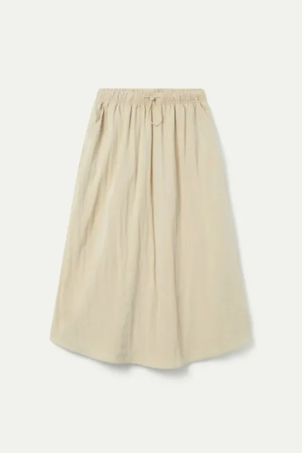 Falda midi en tejido técnico beige-COMPAÑIAFANTASTICA Outlet