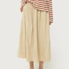 Falda midi en tejido técnico beige-COMPAÑIAFANTASTICA Outlet