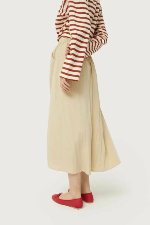 Falda midi en tejido técnico beige-COMPAÑIAFANTASTICA Outlet