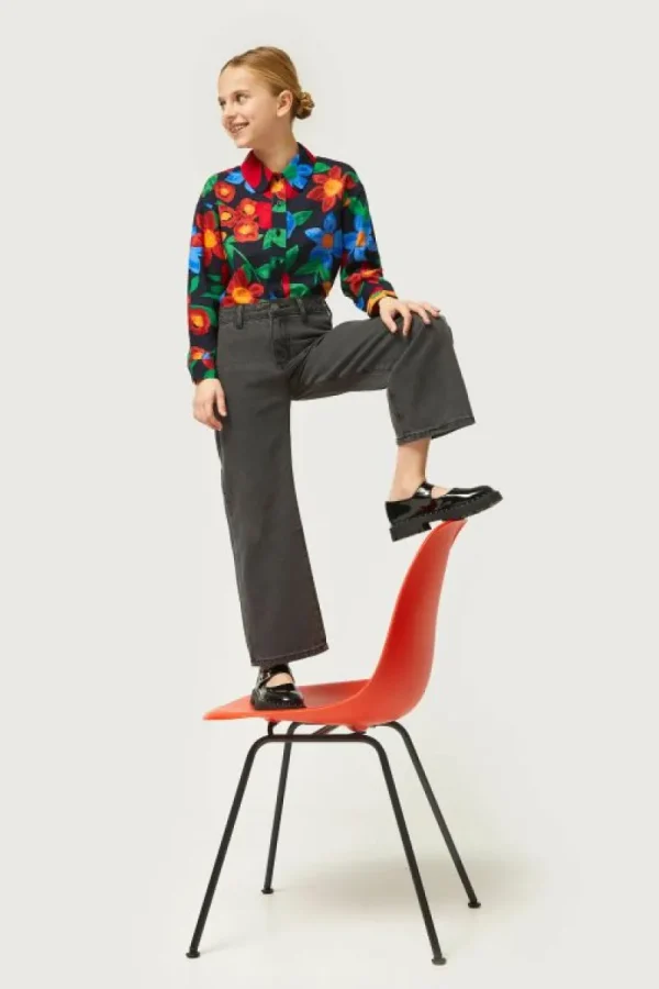 Jeans de niña rectos negros-MINI Best Sale