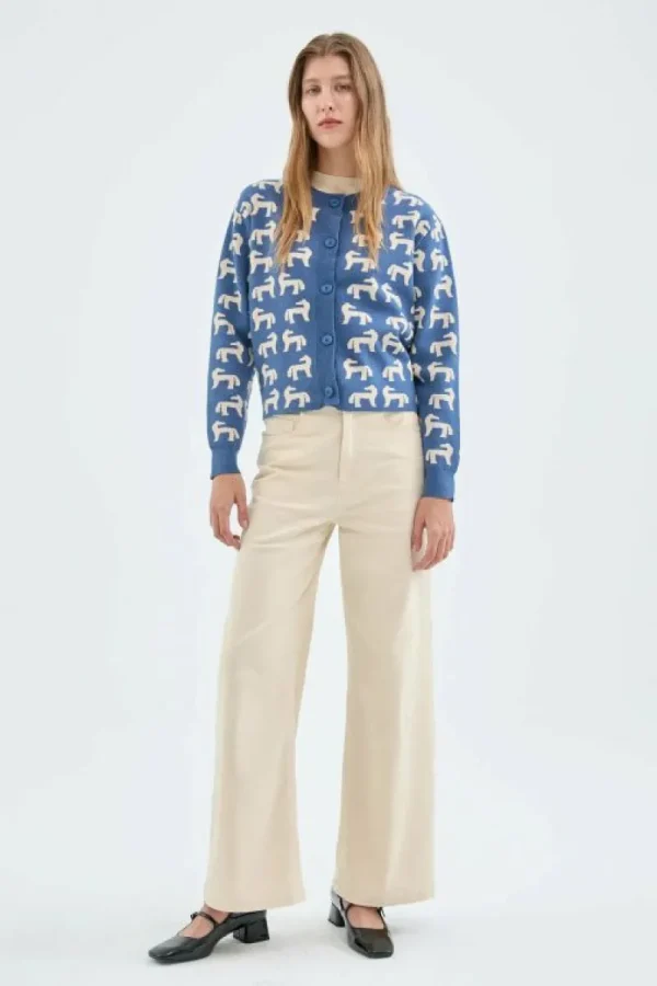 Jeans flare de tiro alto blancos-COMPAÑIAFANTASTICA Clearance