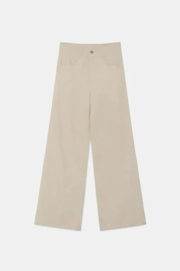 Jeans flare de tiro alto blancos-COMPAÑIAFANTASTICA Clearance